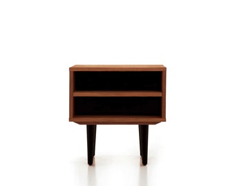 Nightstand with open shelf in Mid-century modern style made of oak vaneer -teak colour -, bedside table Livlo T-P06