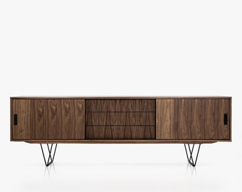 Mid-century sideboard, dresser, commode, credenza made of walnut vaneerLivlo O-S02