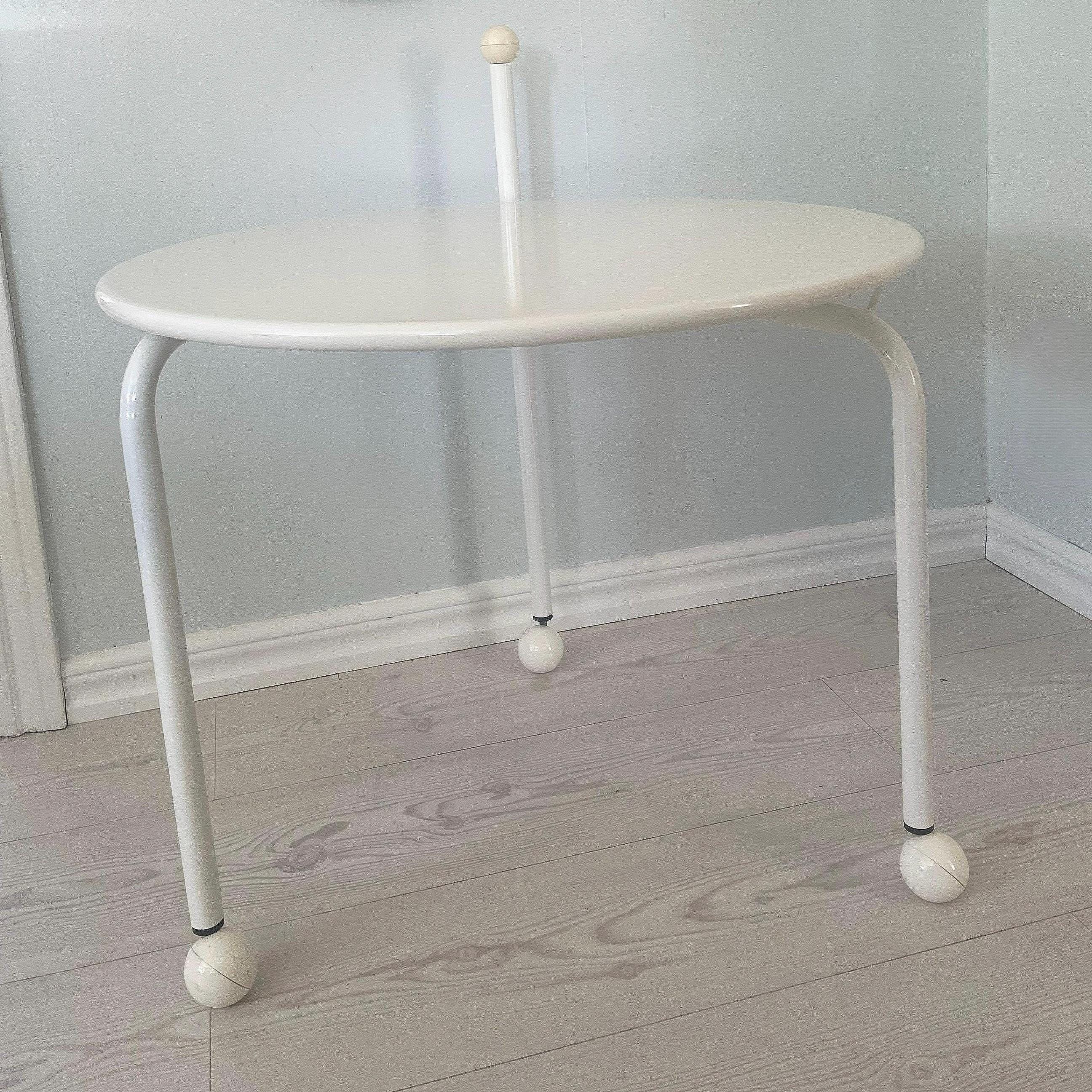 Rare Vintage 80s IKEA BOGEN Folding Side Table - White Metal Rare Vintage 80s IKEA BOGEN Folding Side Table - White Metal