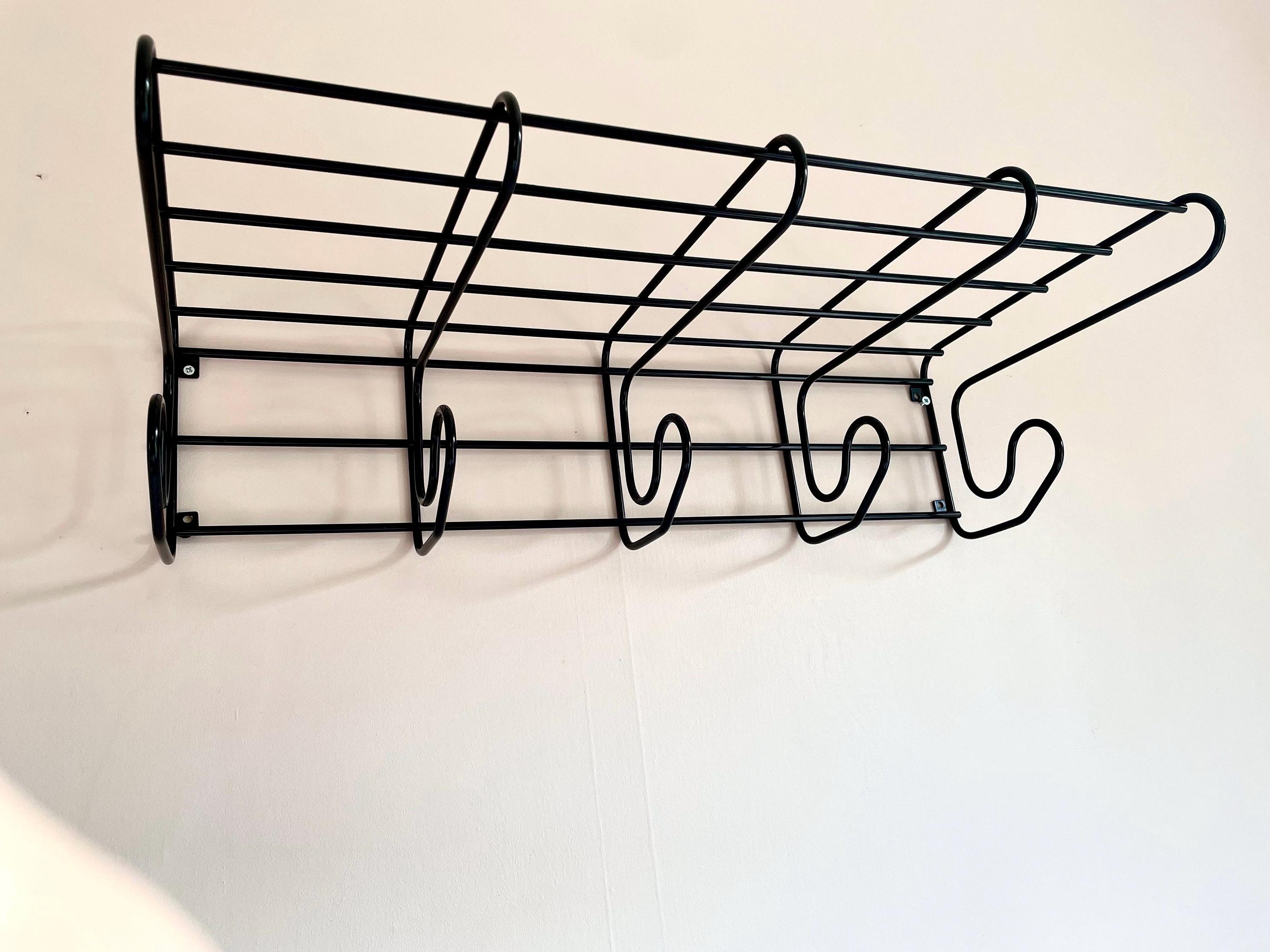 Vintage IKEA FRÄN Black Wire Wall Coat Rack - 1990s Retro Design