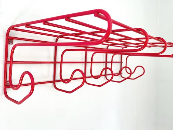 Vintage IKEA Frän Red Coat Rack | 1990s Modernist Hallway Storage