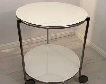 ヴィンテージIKEA STRIND BLACK ガラスと金属のローリングサイド