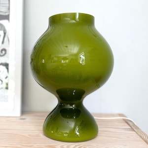 Midcentury Scandinavian Glass Lamp | Vintage Space Age Lamp | Danish Design | Green Mushroom Lamp
