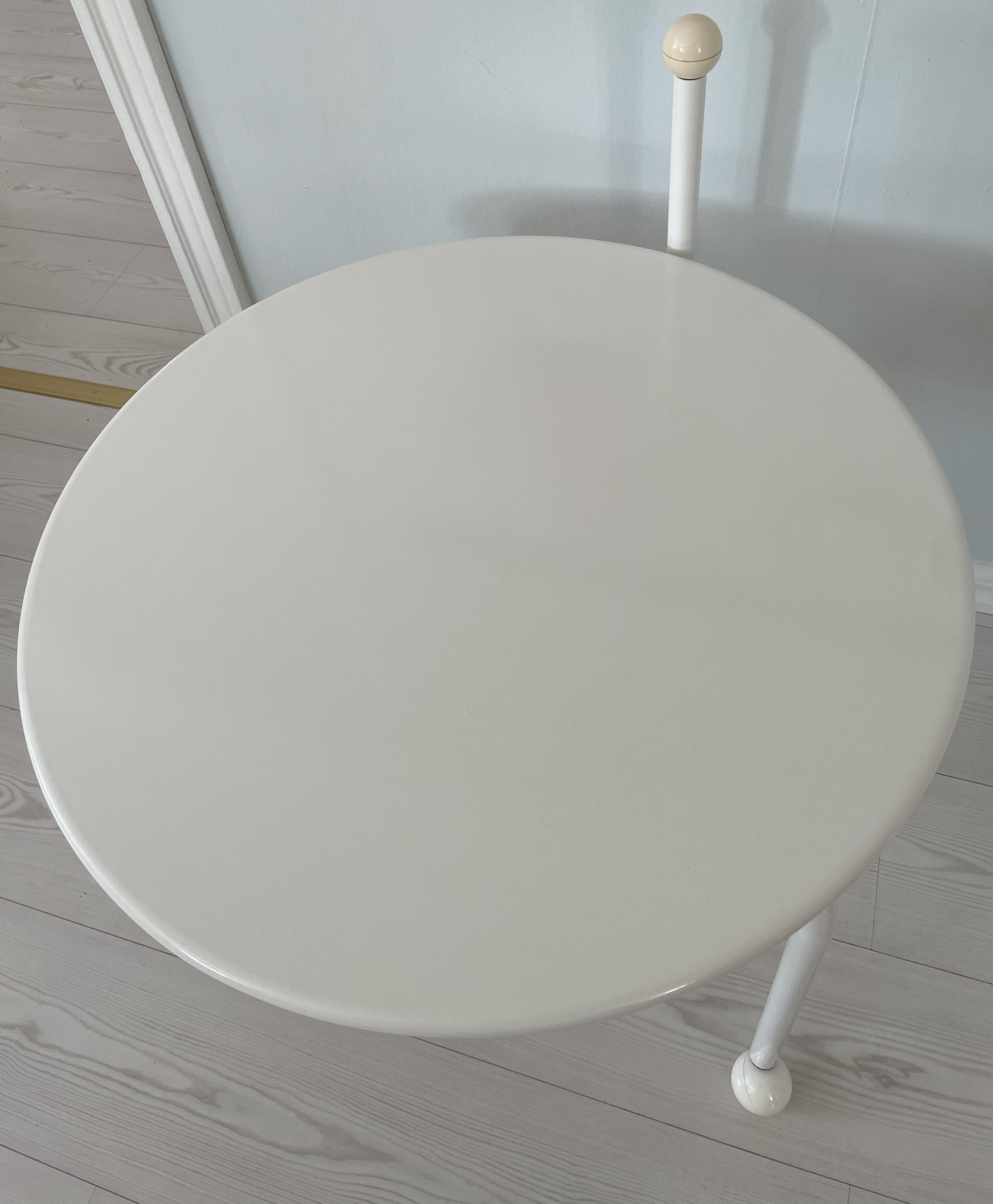 Rare Vintage 80s IKEA BOGEN Folding Side Table - White Metal Rare Vintage 80s IKEA BOGEN Folding Side Table - White Metal