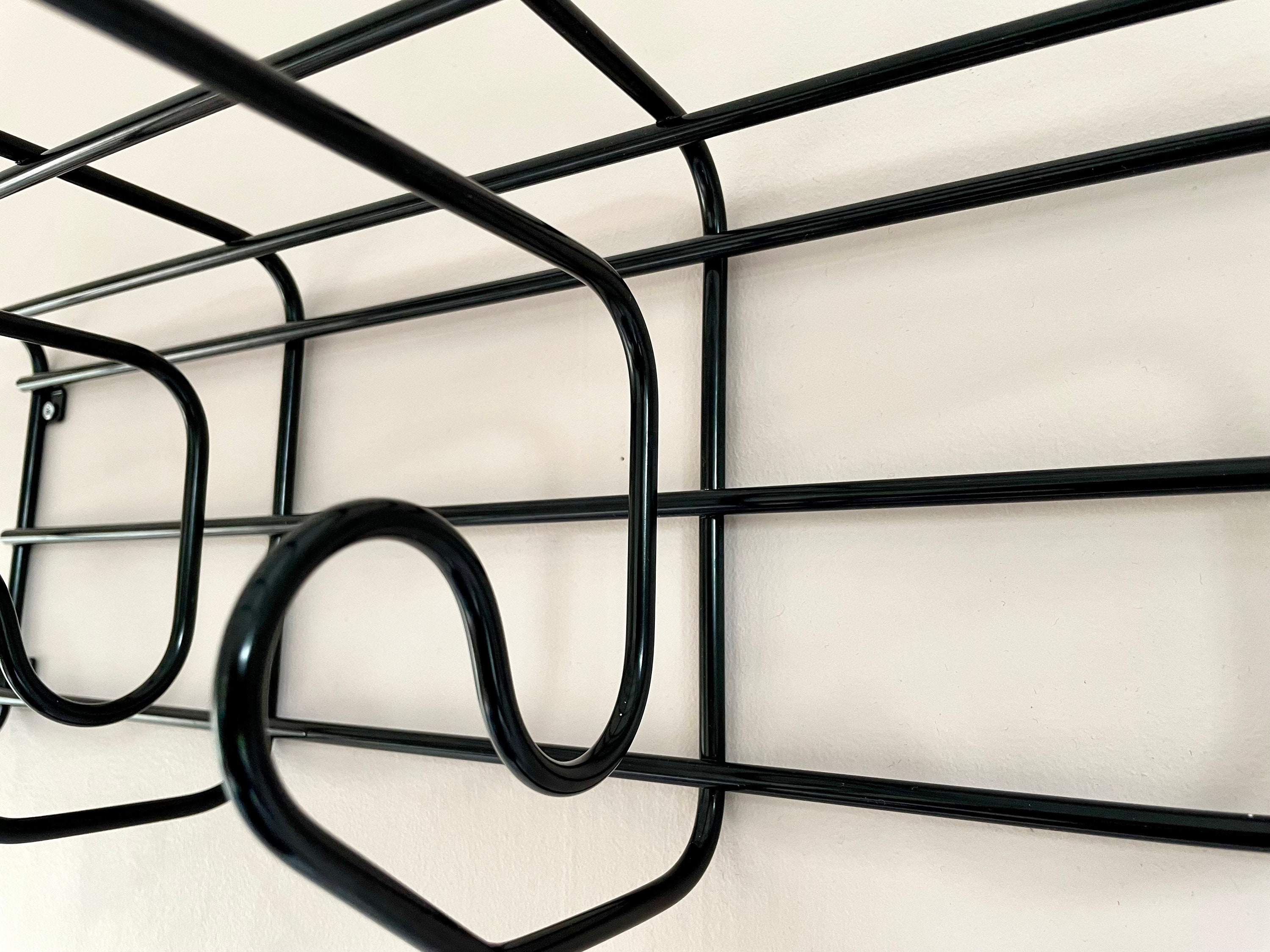 Vintage IKEA FRÄN Black Wire Wall Coat Rack - 1990s Retro Design