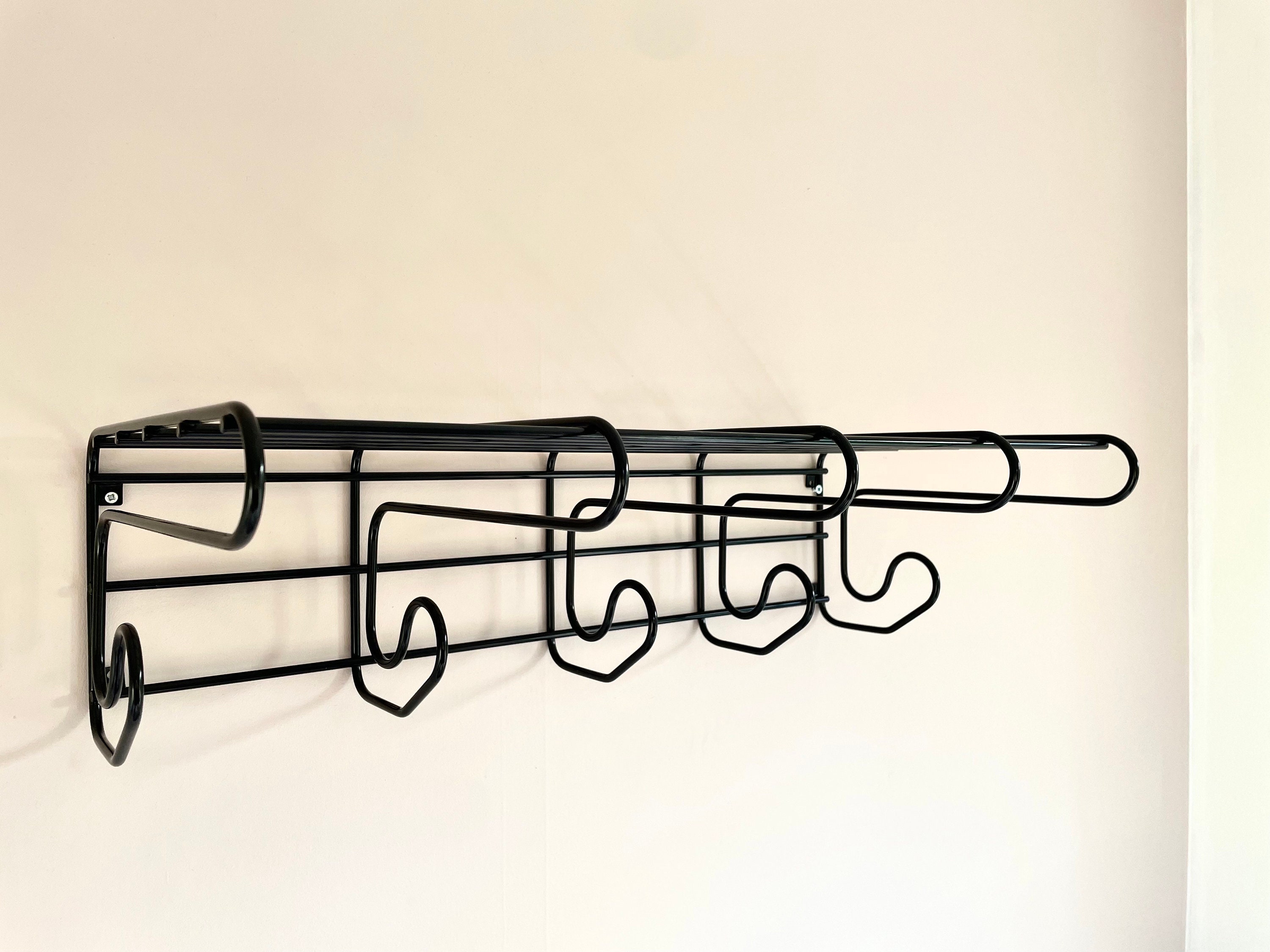 Vintage IKEA FRÄN Black Wire Wall Coat Rack - 1990s Retro Design