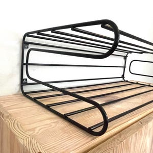 Vintage IKEA Frän Black Shoe Rack - Retro Hat Hanger - 1990s Wall Shelf