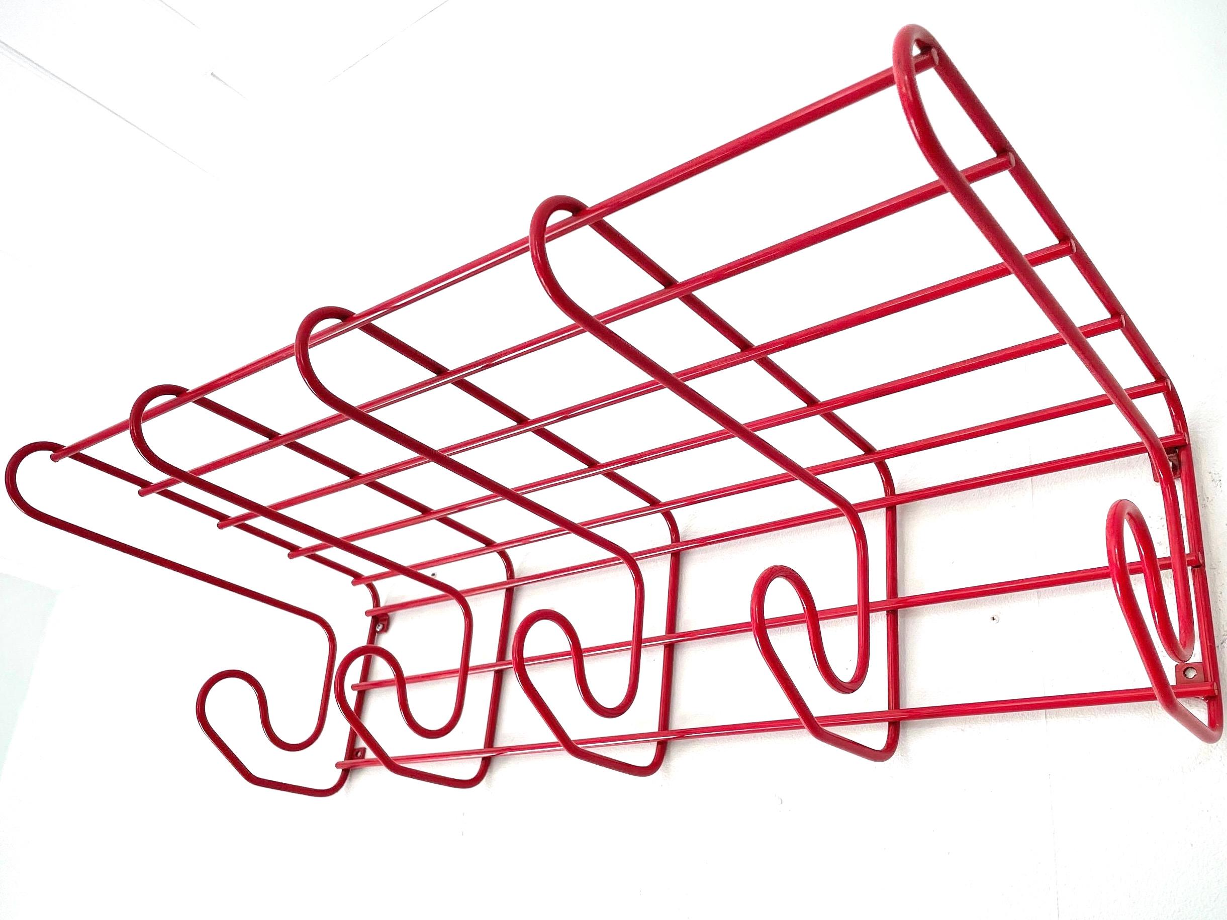 Vintage IKEA Frän Red Coat Rack | 1990s Modernist Hallway Storage