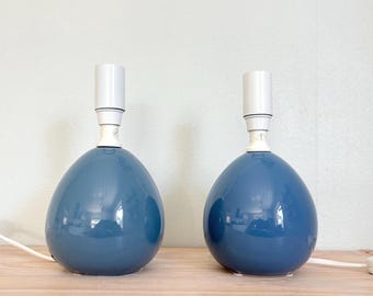 Vintage IKEA Ceramic Lamp Bases: Blue Beryll Set, 1990s Scandinavian Design