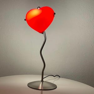 Vintage gewellte Herz Tischlampe | 90er Jahre Retro Herzlampe