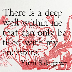 Citazione di Yumi Sakugawa, cartolina tipografica