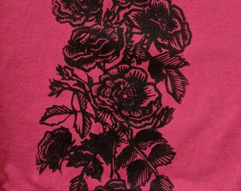 Wild Roses Linoblock tshirt