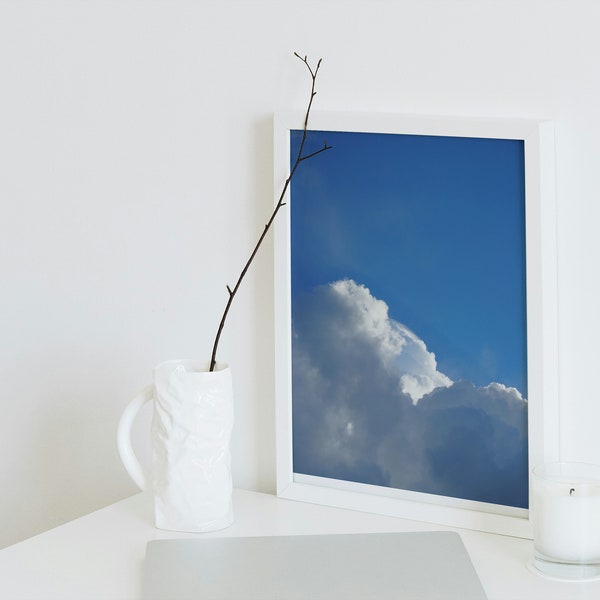 Sky photograph, Digital print download, Clear sky, Wall Decor, Wall art, Art print, White clouds, Blue Sky, Instant download