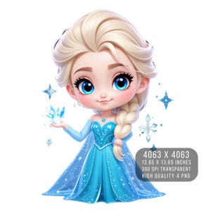 4 PNG Cute Ice Sisters Clipart Printable – Snow Queen & Winter Princess | Teacher Sticker Bundle for Shirt, Mug | 300 DPI Transparent