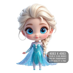 4 PNG Cute Ice Sisters Clipart Printable – Snow Queen & Winter Princess | Teacher Sticker Bundle for Shirt, Mug | 300 DPI Transparent