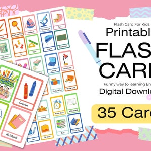 Back to School Words | School Flashcards | Flashcards | Preschool Memory Game | Learn School Words | Printable | Kids Flashcard| Stickeebee