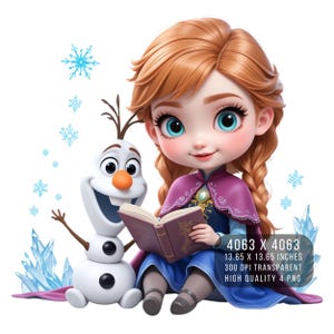 4 PNG Cute Ice Sisters Clipart Printable – Snow Queen & Winter Princess | Teacher Sticker Bundle for Shirt, Mug | 300 DPI Transparent