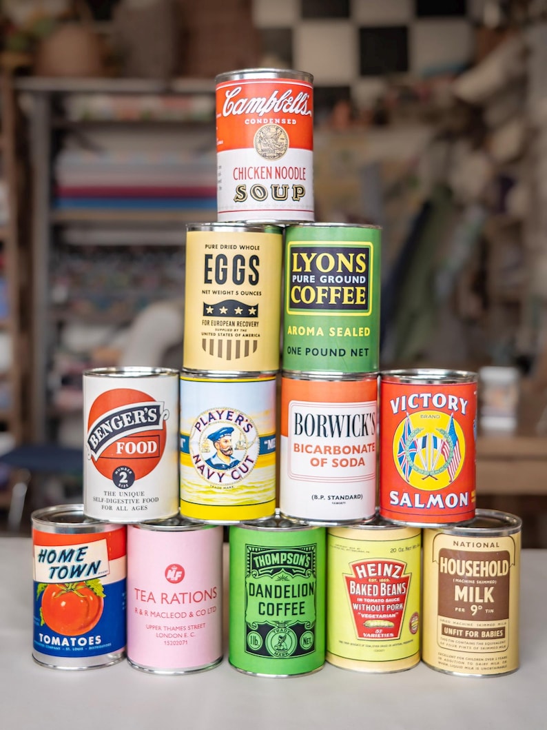 Old Ration Cans Ww2-1940's Replica Food Cans Set of 12, Great for Display or Re ...