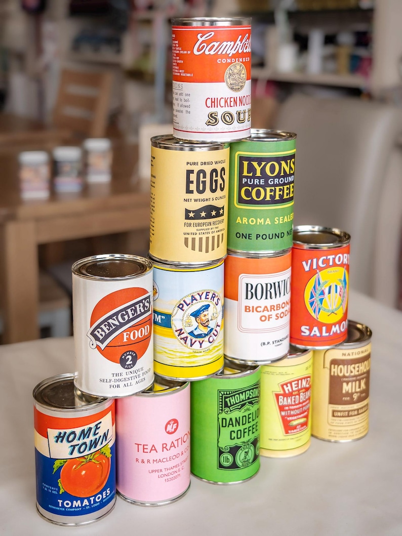 Ww2-1940's Replica Food Cans Set of 12, Great for Display or Re ...