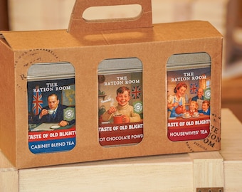 Segunda Guerra Mundial - Década de 1940 - Blitz - Recreación histórica - LARP - Los años de la guerra - Sabores de la despensa de la Segunda Guerra Mundial - Ideas de regalo: Té y chocolate caliente - Fantástico set de regalo