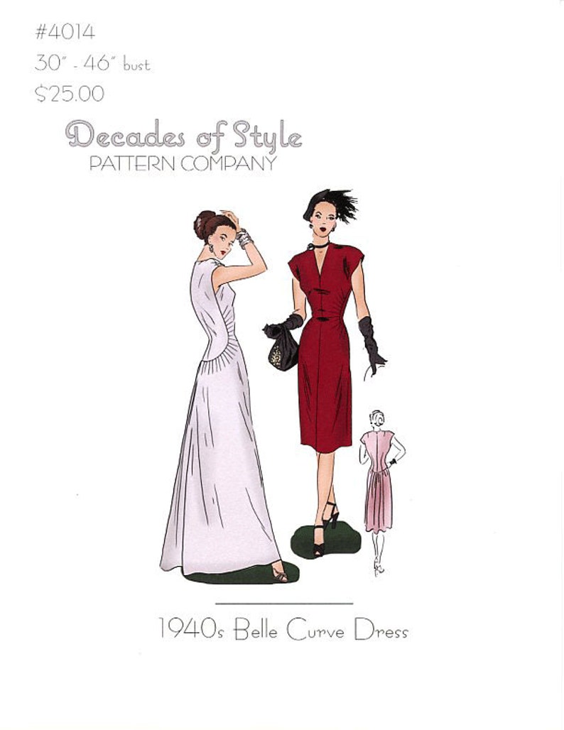 1930s Sewing Patterns- Dresses, Pants, Tops     Belle Curve 1930  Decades of Style Vintage Style Sewing Pattern $25.00 AT vintagedancer.com