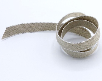 Linen Ribbon Woven White Edge