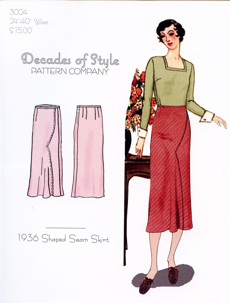 1930s Sewing Patterns- Dresses, Pants, Tops     Shaped Seam Skirt 1933  Decades of Style Vintage Style Sewing Pattern $15.00 AT vintagedancer.com