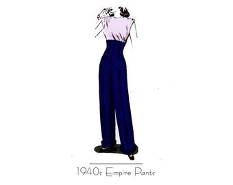 Empire Waist Trousers Vintage Style Sewing Pattern