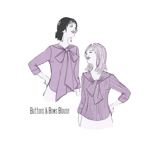 Buttons and Bows Blouse Vintage Style Sewing Pattern