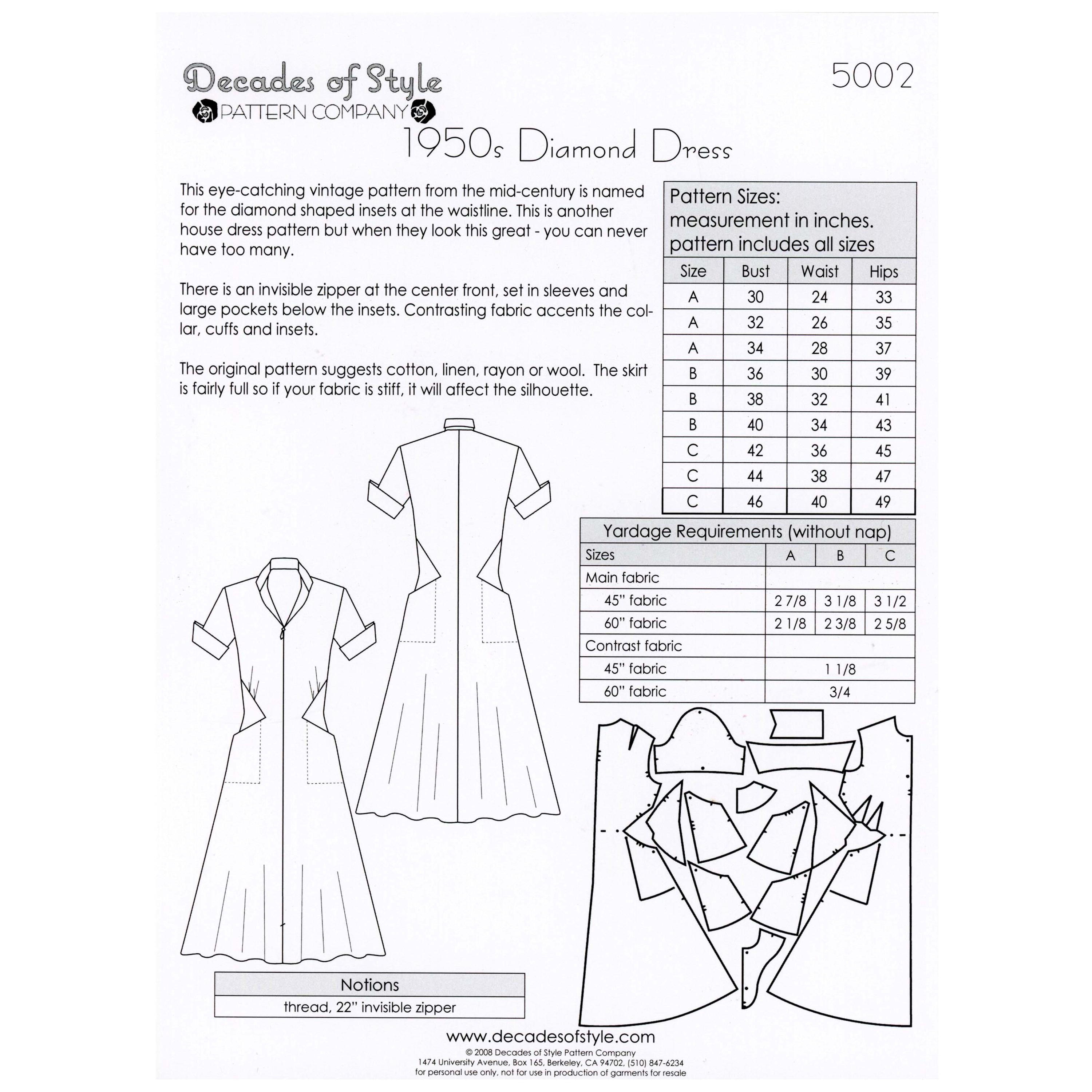 Diamond Pattern Names Clothes Diamond Dress Vintage Style Sewing Pattern - Etsy