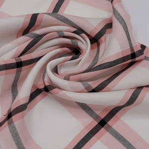 Pink and Black Large Plaid Rayon Challis