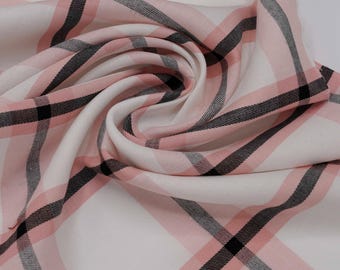 Pink and Black Large Plaid Rayon Challis