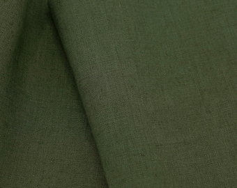 Thyme Green Linen Fabric: Mid-Weight, Soft