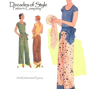 Kitchenette Pajamas 1930 Vintage Style Sewing Pattern