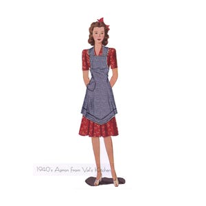 Val's Kitchen Apron Vintage Style Sewing Pattern