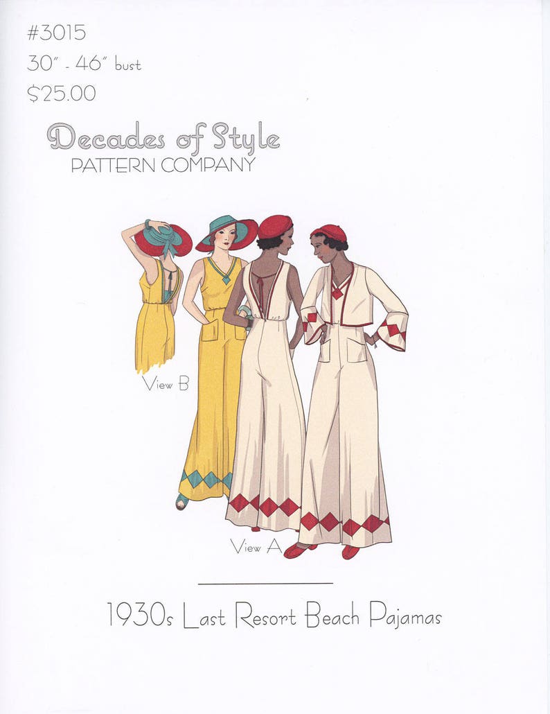 1930s Sewing Patterns- Dresses, Pants, Tops     Last Resort 1930s Decades of Style Vintage Style Sewing Pattern $25.00 AT vintagedancer.com