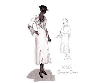 Corsage Dress Vintage Style Sewing Pattern