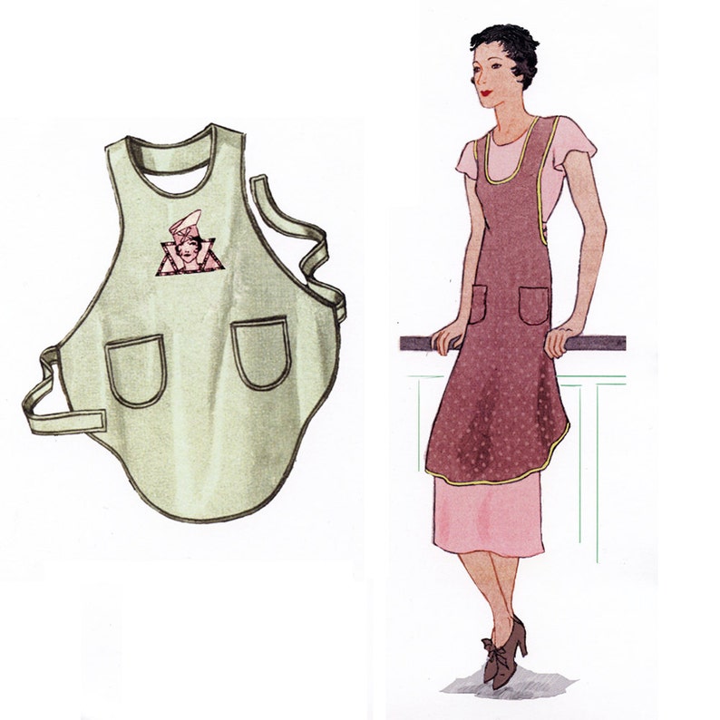 Vintage Aprons, Retro Aprons, Old Fashioned Aprons & Patterns     Flapper Apron Decades of Style 1928  AT vintagedancer.com