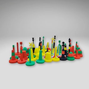 Complete IALA Buoyage Set with Trinity House Buoys and Swappable Top Marks