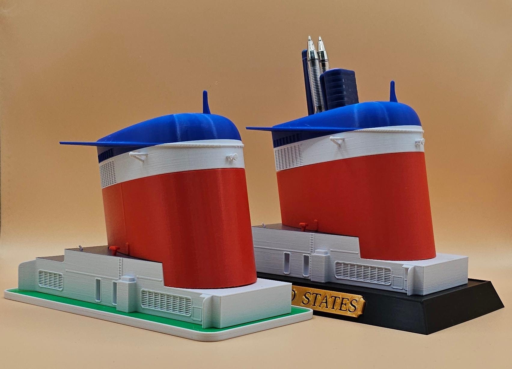 SS United States Funnel Pen holder | Nautical desk accessory | Ocean liner memorabilia