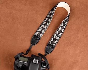 Handmade Black Lace Camera Straps Shoulder Strap with Leather Ends Camera Strap Canon/SONY Camera Strap Nikon Camera Strap for Photographers