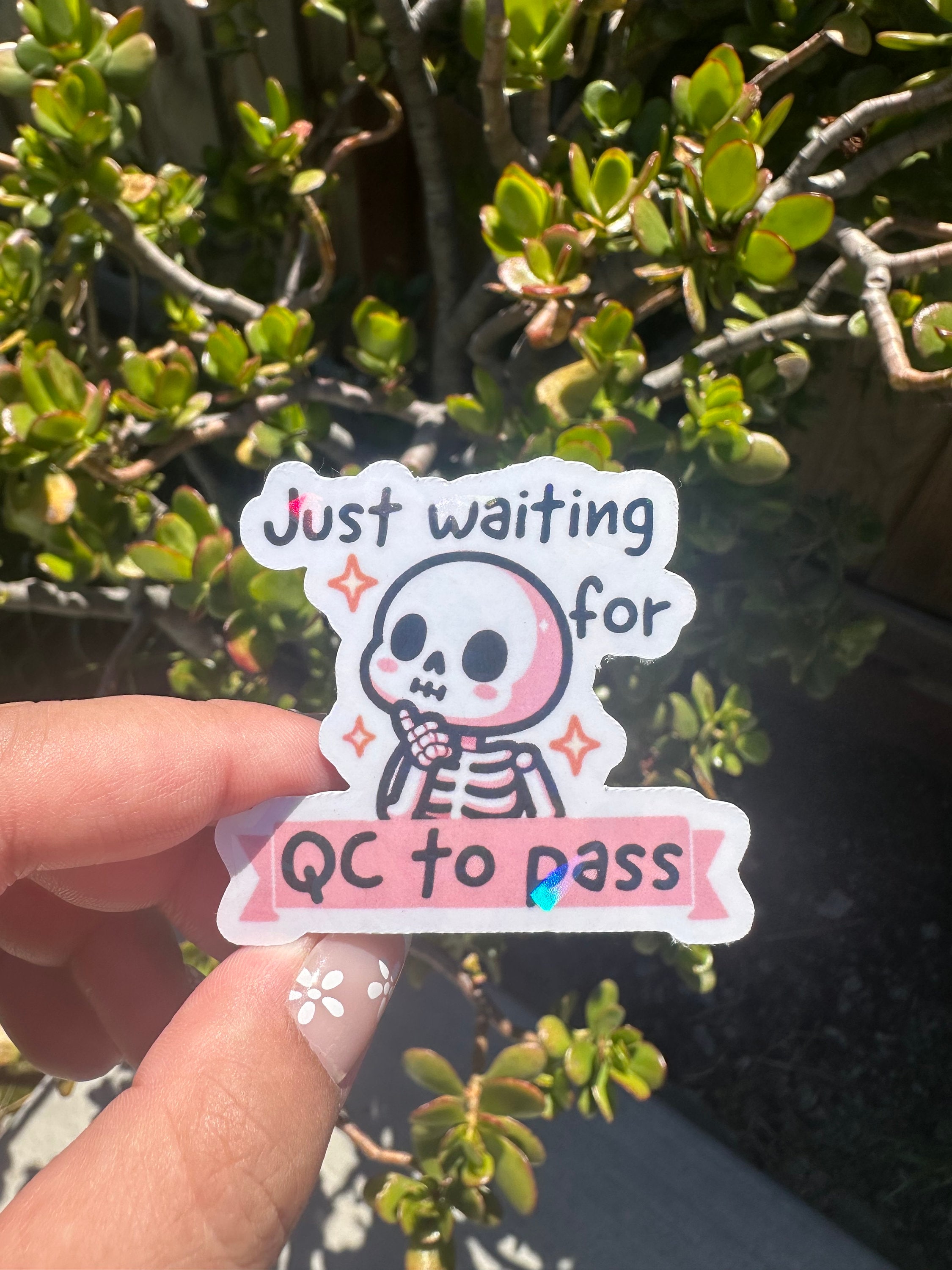 Wait Hand Sticker Just Waiting for QC to Pass Sticker - Etsy