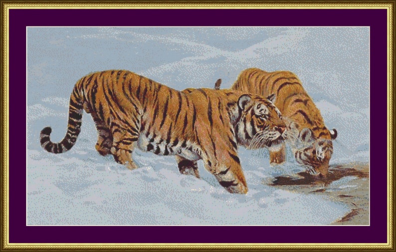 Manchurian Tigers Counted Cross Stitch Pattern Etsy