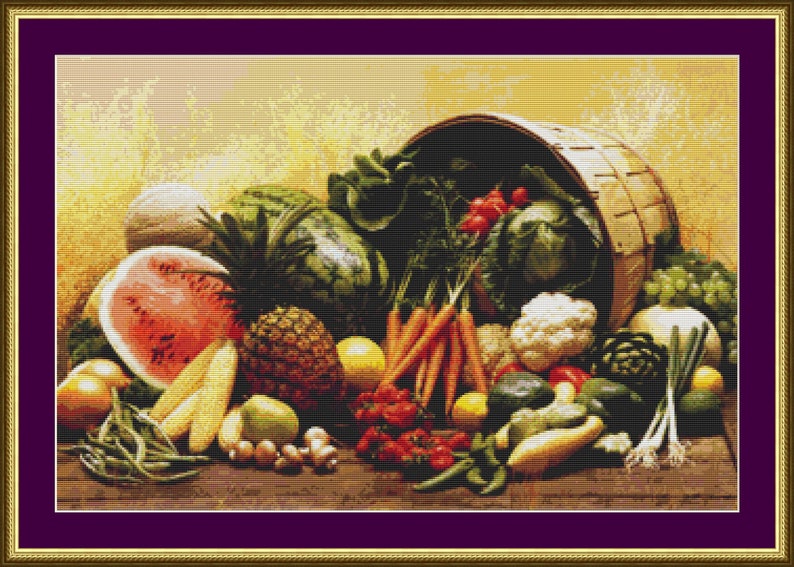 Fruit and Vegetables Counted Cross Stitch Pattern - Etsy