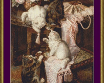 Kittens Playing - Counted Cross Stitch Pattern