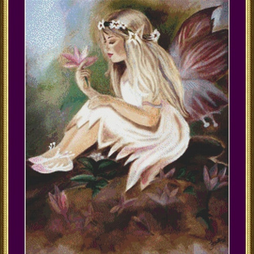 Fairy on Moon Counted Cross Stitch Pattern Etsy