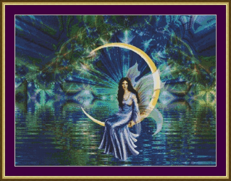 Fairy on Moon - Counted Cross Stitch Pattern - Etsy