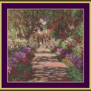 Un sentiero nel giardino di Monet - Schema punto croce contato