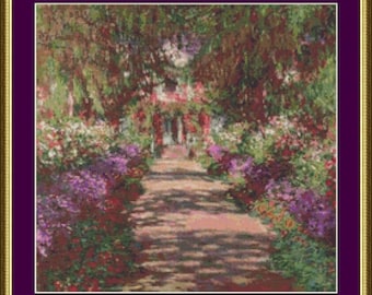 A Pathway in Monet's Garden - Counted Cross Stitch Pattern