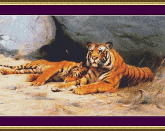 Tiger ruhend - Zählmuster